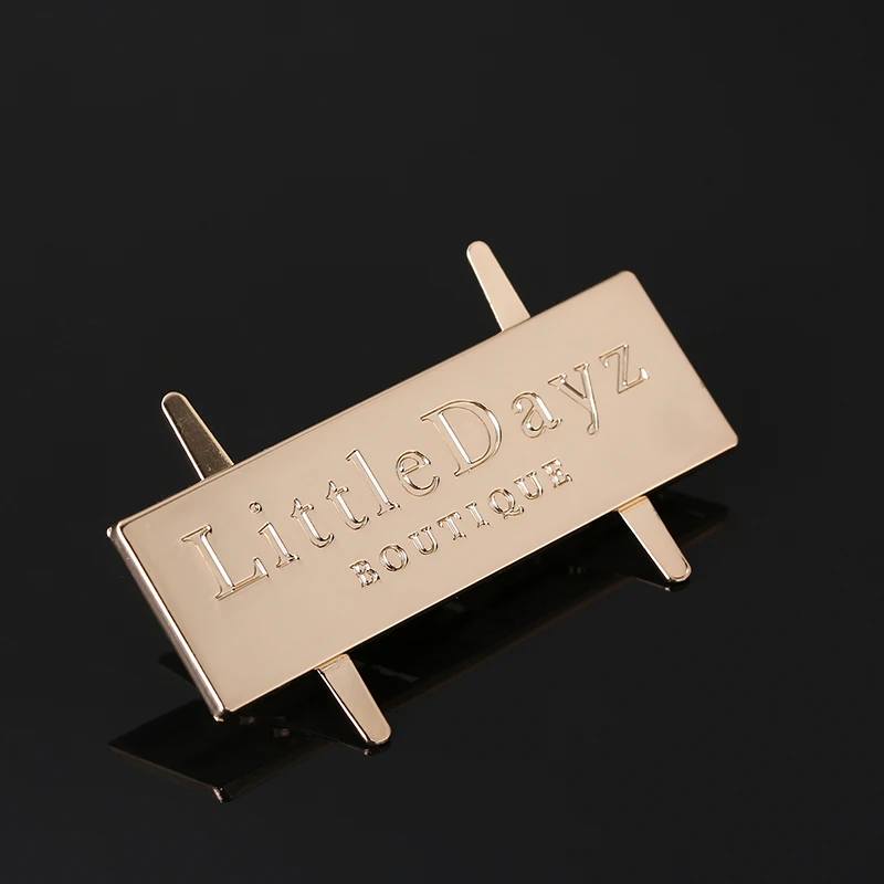 Factory Wholesale Custom Rectangle Metal Bag Logos Custom Handbag Tag with Gold Plating Alloy Zinc Alloy Material