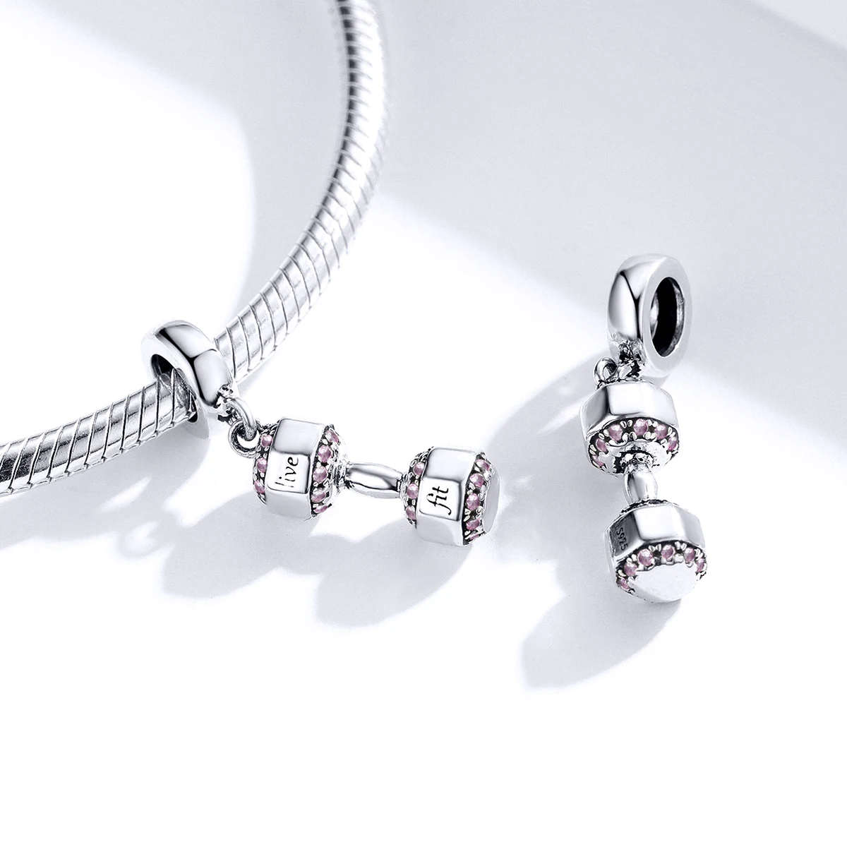 

Professional Custom 925 Sterling Silver Dumbbell Bracelets Charms For Charms Jewlery Making