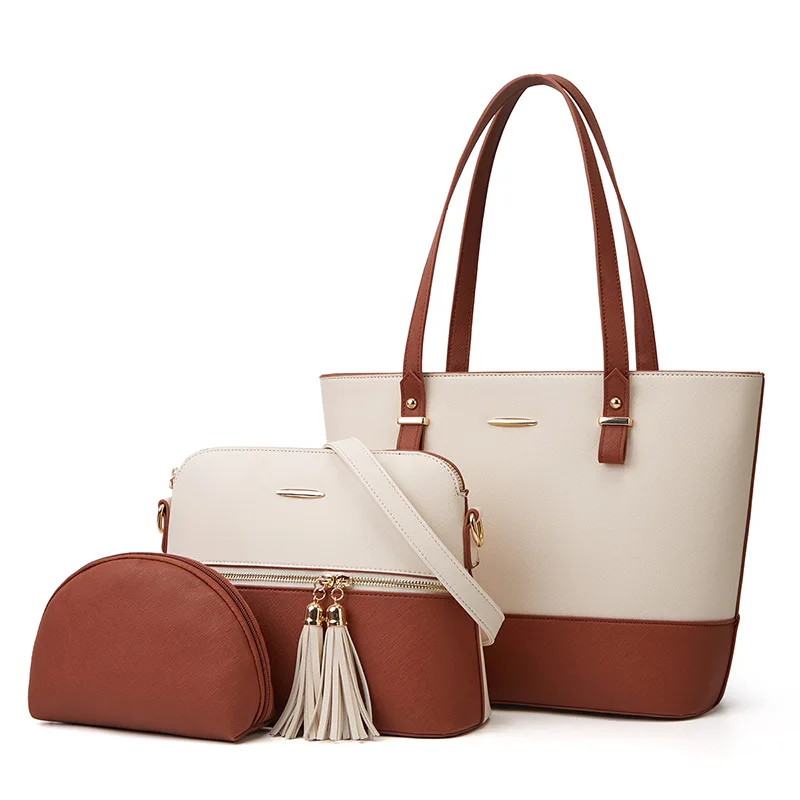 

2022 New Luxury Designer Pu Leather Ladies Hand Bags Set 3 In 1 Handbag Sets For Women