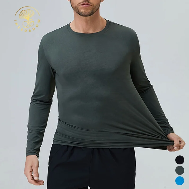 High Quality Polyester  Sport Blank Quick Dry  Sportswear Long Sleeve Mens Clothing T Shirts Custom Logo T-shirt for Men