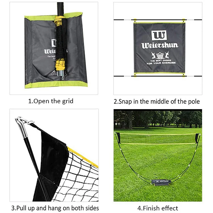 Outdoor Backyard Pop Up Badminton Net With Poles Stand,Portable