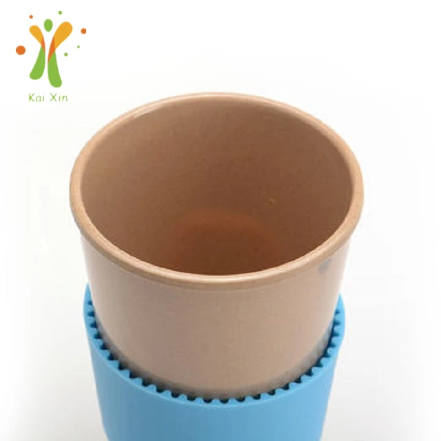 

Promotional Wide Bottom Mini Reusable Branded Coffee Mug With Handle, Rice husk natural color