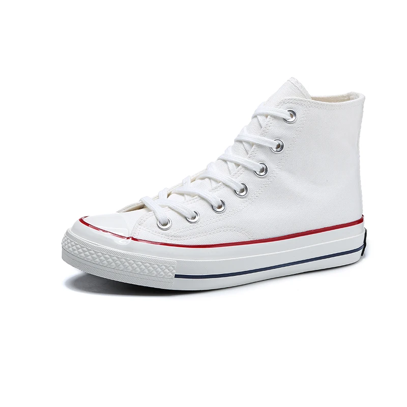 

Wholesale cheap sneaker white black hightop canvas fashion shoes