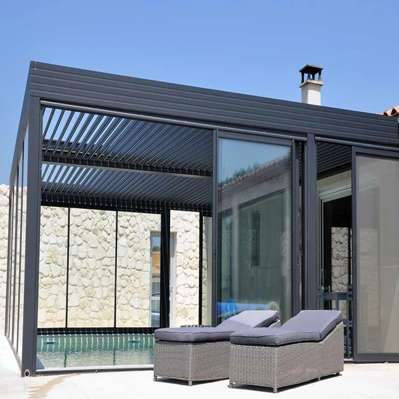 

Modern Home Made Sunroom Waterproof Glass Outdoor Large Aluminum Pergola Gazebo Roof Design, Customized colors