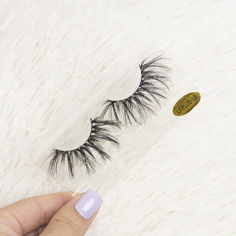 

Private Label Vendor Custom False Eye Lash Korean Premium Strip Packaging Box 3D Faux Mink Fake Eyelashes, Natural black