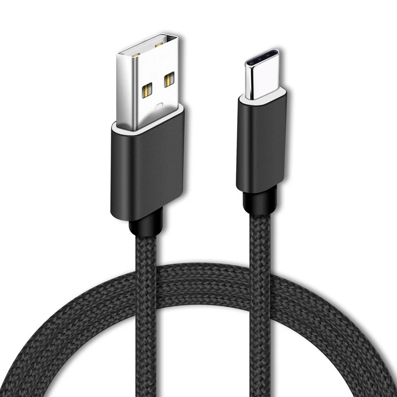 

New Arrival Nylon Braided C Type Cable Quick Charge Fast Charging Usb Type C Data Cable for Mobile Phone Samsung Android, Black