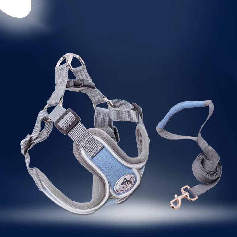 

Popular Dog Reflective Vest Harness Breathable Dog Padded Harness With Double D Ring Dog Harness And Leash, Red, blue, purple, grey