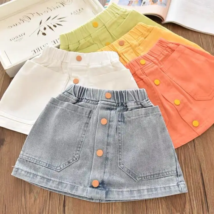 

Girls Denim Skirts Autumn Kids Clothes Toddler Girl Jean Tutu Skirt Baby Children Fashion Fsh Fail Skirt, As picture