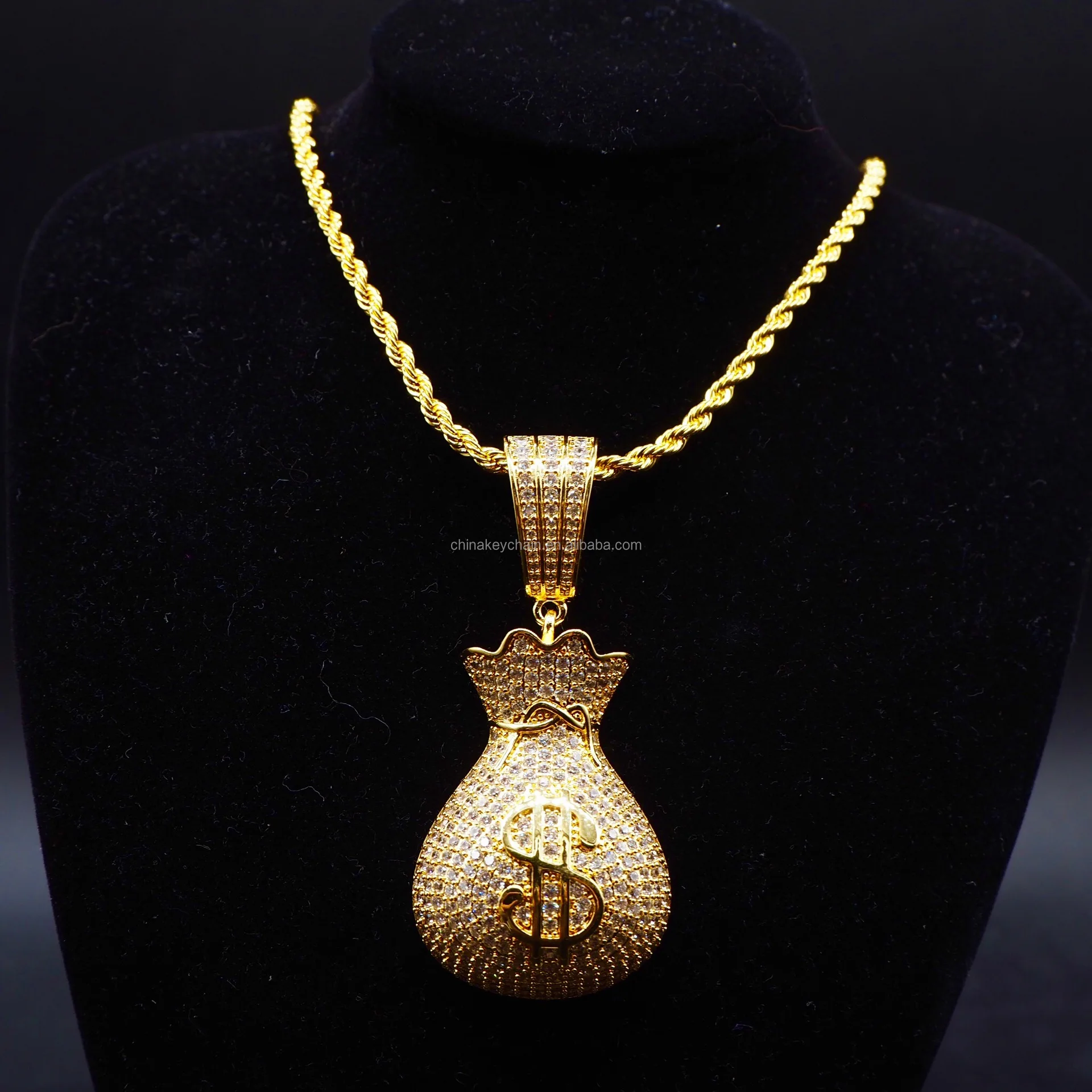 Classic US Dollar Money Bag Pendant necklace Double Side Charm Gold Si –  RAONHAZAE