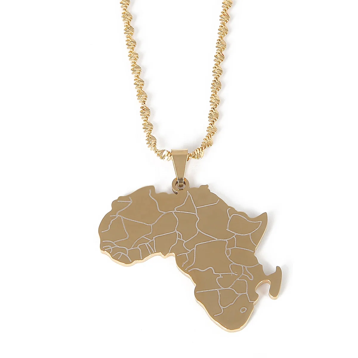 

Stainless Steel Gold Color African Map Pendant Necklace Fashion Map of Africa Continent Jewelry