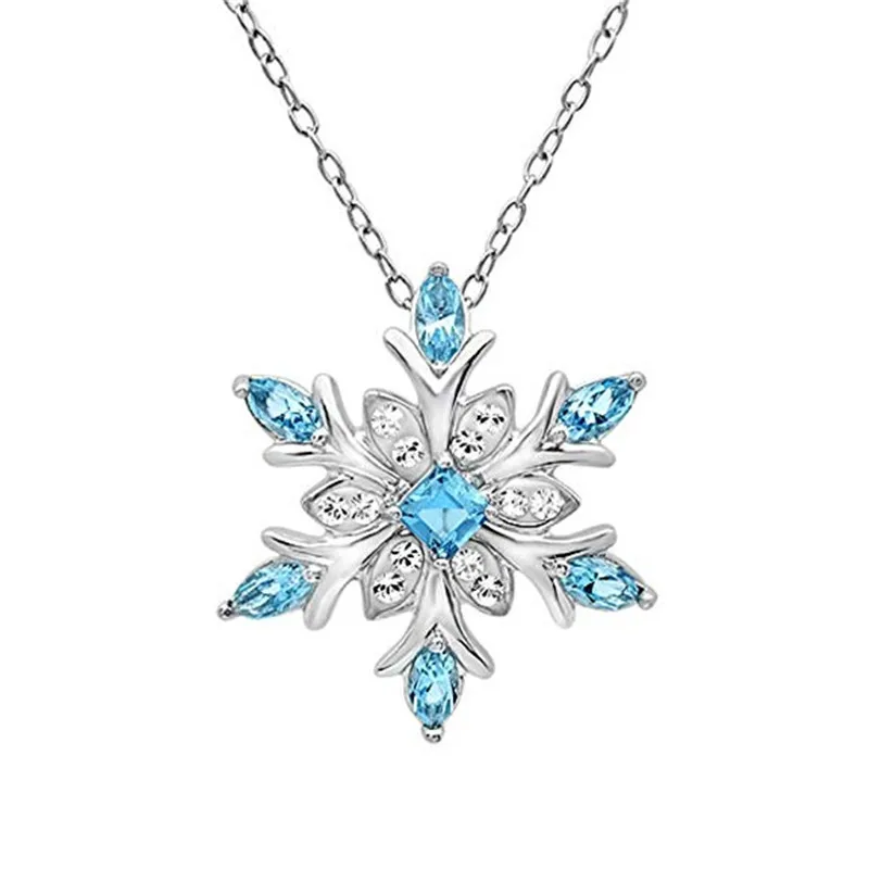 

Jewelry Palace Promotion 1.54Ct Natural Blue Topaz Dangle Necklace 925 Sterling Silver Snowflake Christmas Necklace Fashion Jewe