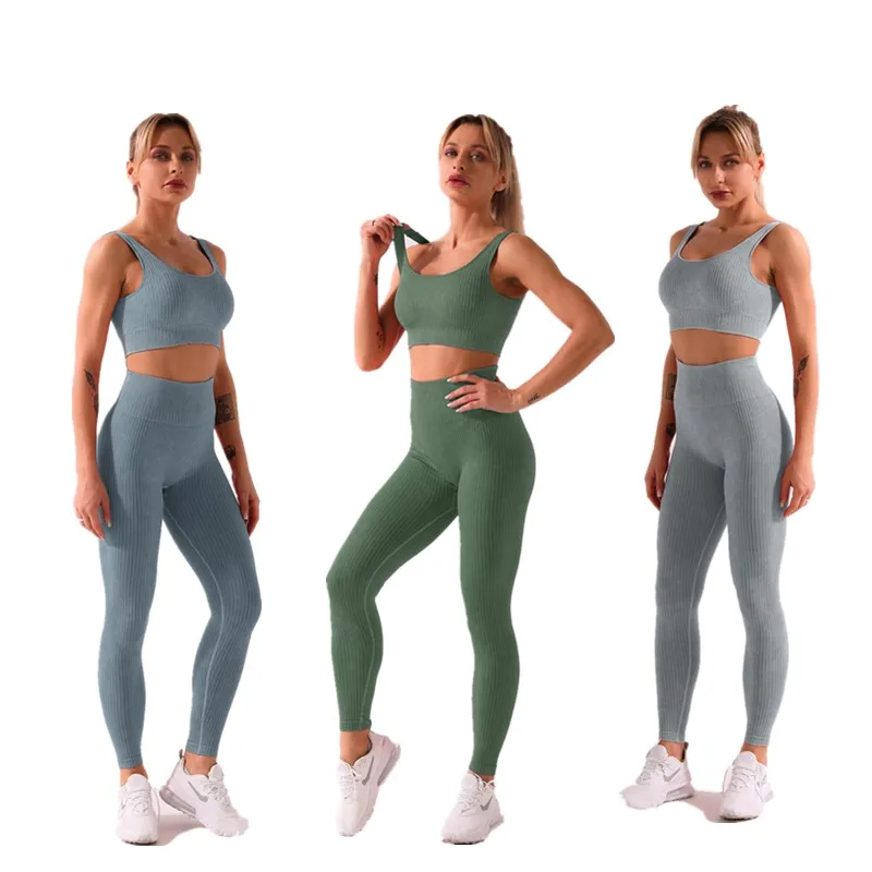 

2 Stitches Needless For Women Sportswear High Waist Sport Legging Gym High Elastic Workout Sport Set Padded Yoga Outfits, Customied