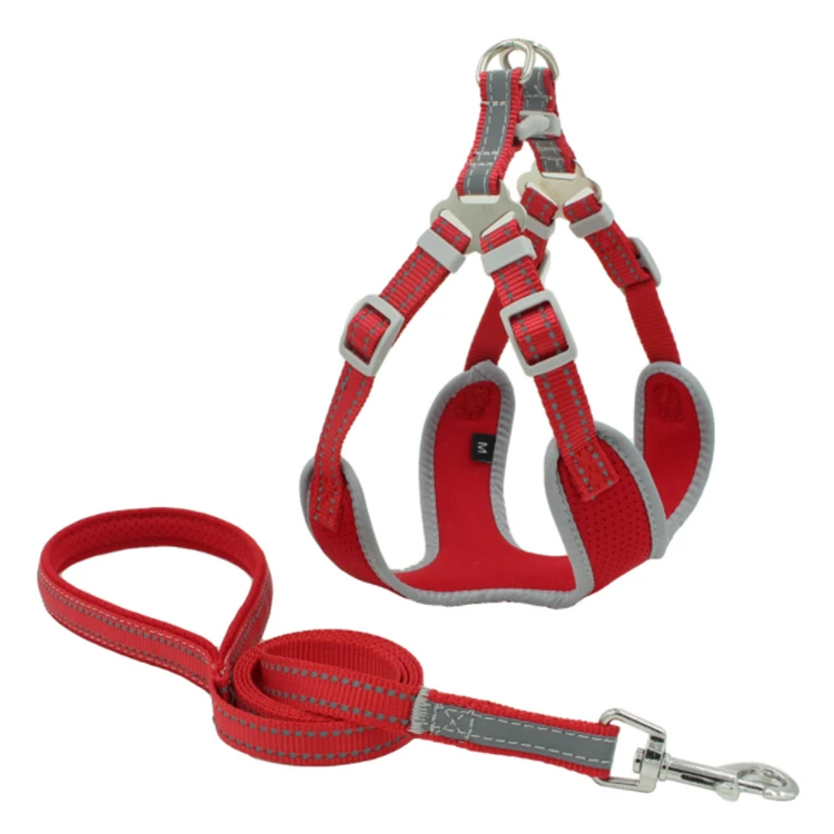 

No Pull Puppy Choke Free Over Head Vest Ventilation Adjustable Reflective Breathable Soft Air Mesh Dog Harness and Leash