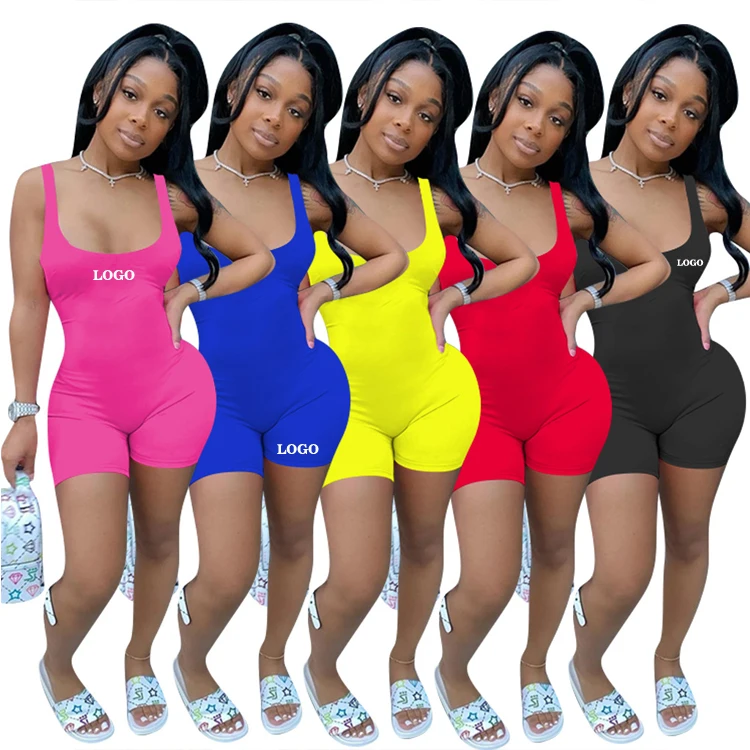 

Free Shipping Latest Design Good Quality Women Fashion Clothing Sleeveless Short Jumpsuit Women One Piece Jumpsuits And Rompers, Customized color