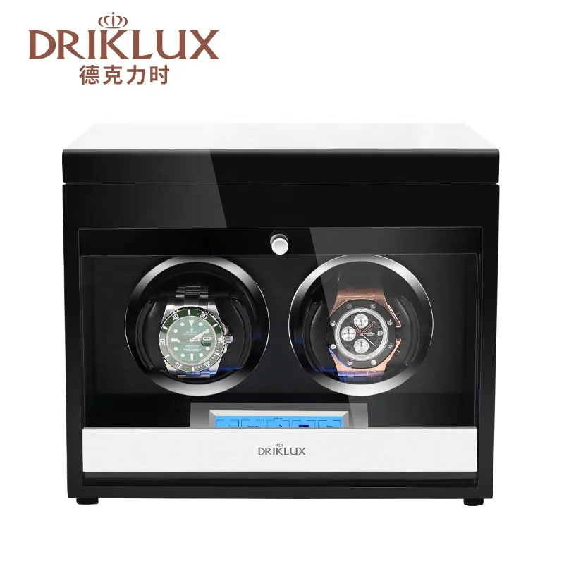 

2022 Driklux High Gloss 2 watches Luxury Wooden Case Carbon Watch Winder Box China Watch Winder DC AC