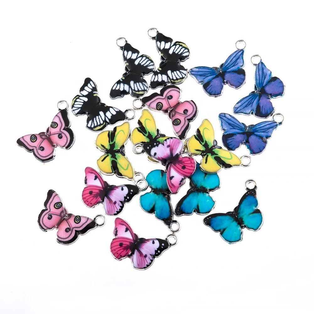 

20*15mmTrendy Alloy Mixed Color Enamel Art Oil Drop Butterfly Charms pendant Colourful enamel For DIY Jewelry Accessories, Picture