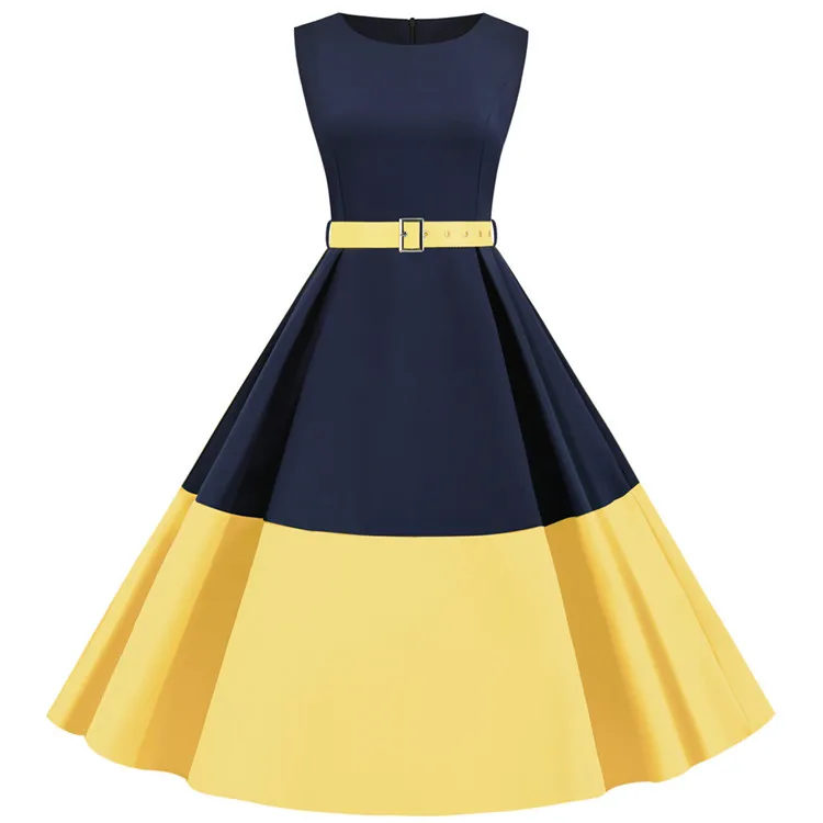 

3XL Summer Women Elegant Vintage Midi Dress Sexy A-line Vestidos Sleeveless Robe Femme