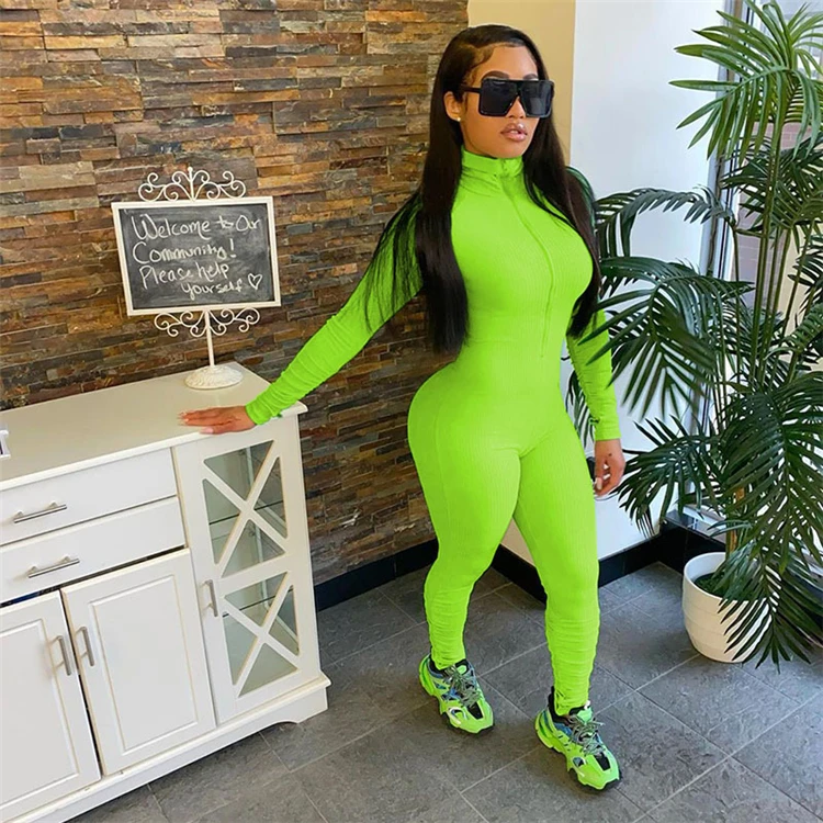 

Full Body Sweat Suit Bodycon Romper Long Sleeve One Piece Bodysuit Pants Women Full Stacked Jumpsuit, As pictures or customized colors