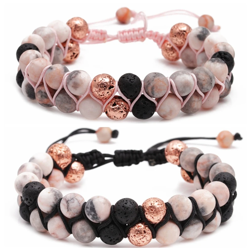 

Fashion Yoga Energy Lava Volcanic Stone Bead Bracelet Women's and Men's Natural Colorful Stone Bracelet Wholesale