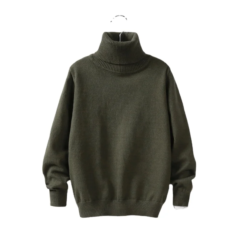 

Plus Size Children Man High Collar Shirts Cotton Knitting Korean Style Kids Thicken Sweater Plus Velvet Clothes