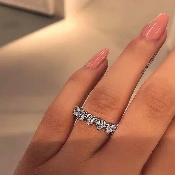 

Fashion Jewelry High Quality Wholesale KYRA0646 CZ Rings Platinum Plated 3A Zircon Heart Shape Rings Jewelry for Women, Silver