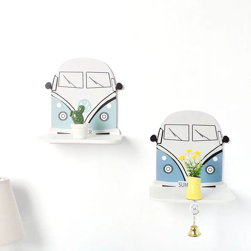 

Nordic Style Kid Room Decor Wooden Cartoon Print Storage Shelf