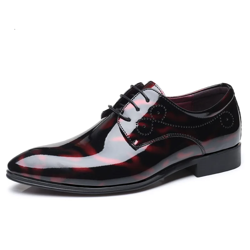 

cz18041b Hot selling italian design patent leather pointed toe formal shoes plus size 50 men dress shoes, Black,blue,wine red