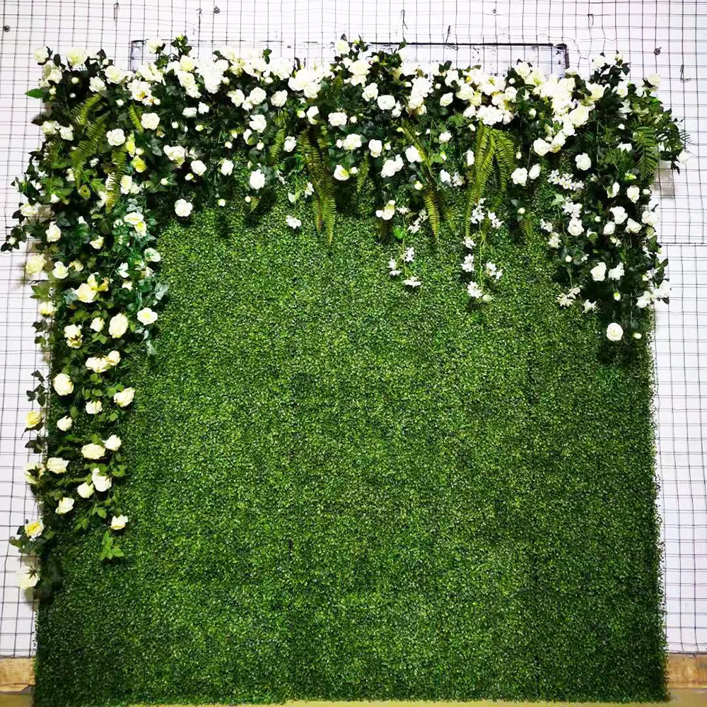 

100"*100" Artificial Floral Green Wall For Wedding Photography Backdrop DIY Custom Design Plate Simulate Rose Flower Wall Decor, Green/white or custom