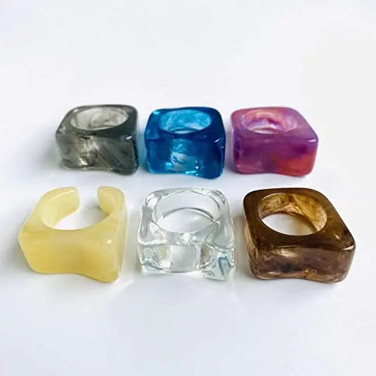 

R-317 Rings Chunky Colorful Resin Rings Acrylic Rings Indie Jewelry for Girls Women Size 7