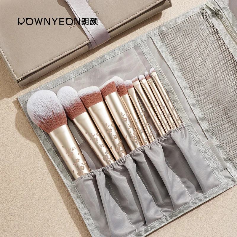 

Luxury Metallic Brushes Logo Custom Makeup Brush Set, Green,brown,white,custom