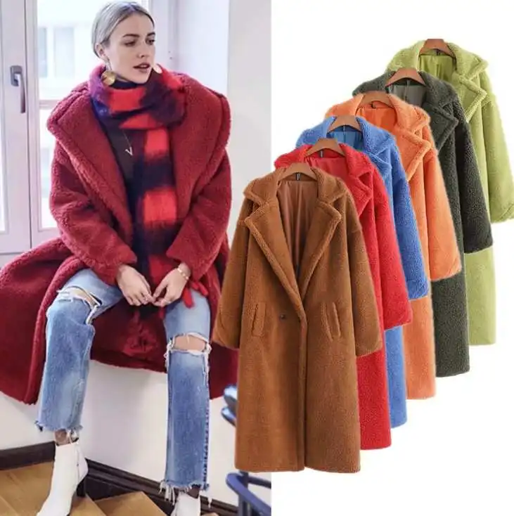 

winter wholesale drop-shipping Best selling 2020 winter teddy velvet thick oversize long women coat lambswool lady coat