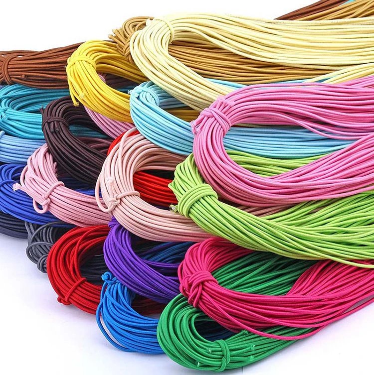 

Hot Selling 2.5mm Colored Elastic Cords High Stretch Latex Round Elastic Rope, 23 colors