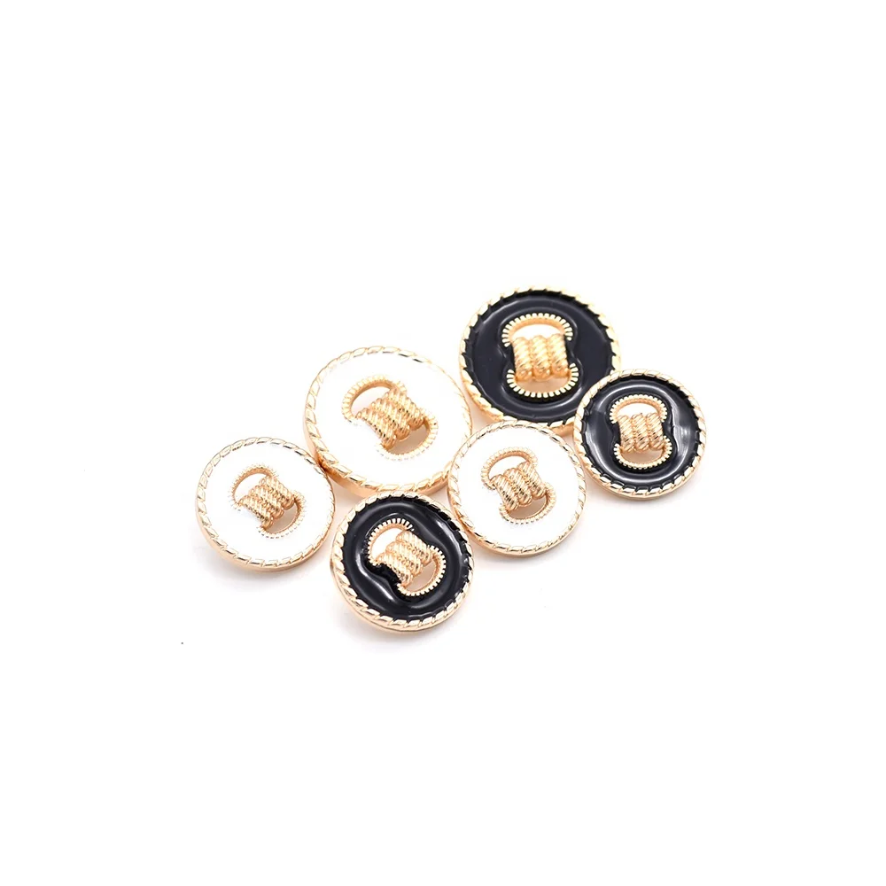 

Double Holes White Black Enamel Gold Plating Metal Sewing Button For Clothing, Customized