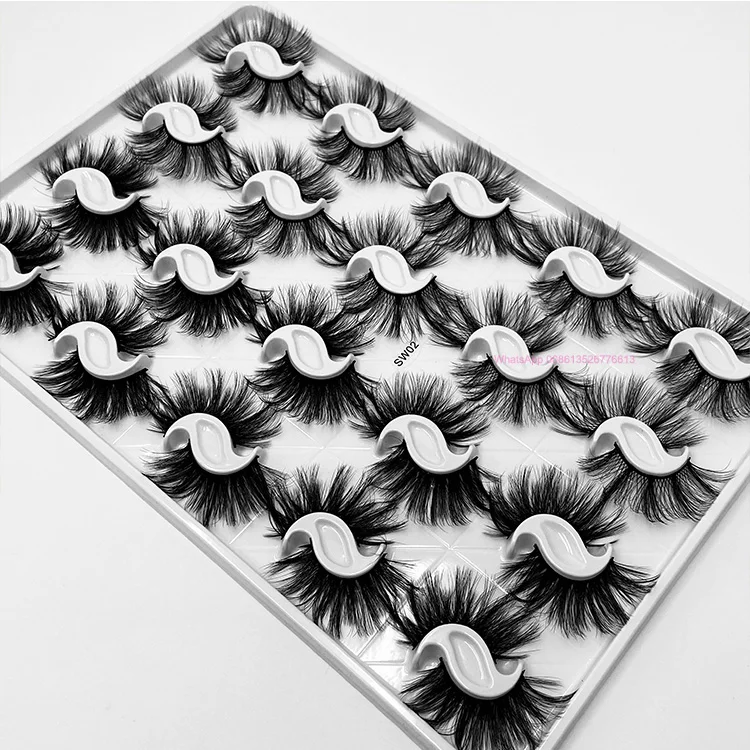 

Multipack 3D Soft Faux Mink Hair Custom Packaging Box 16 20 Pairs Eyelashes Book False Eyelashes Handmade Wispy Fluffy Lashes, Natural black