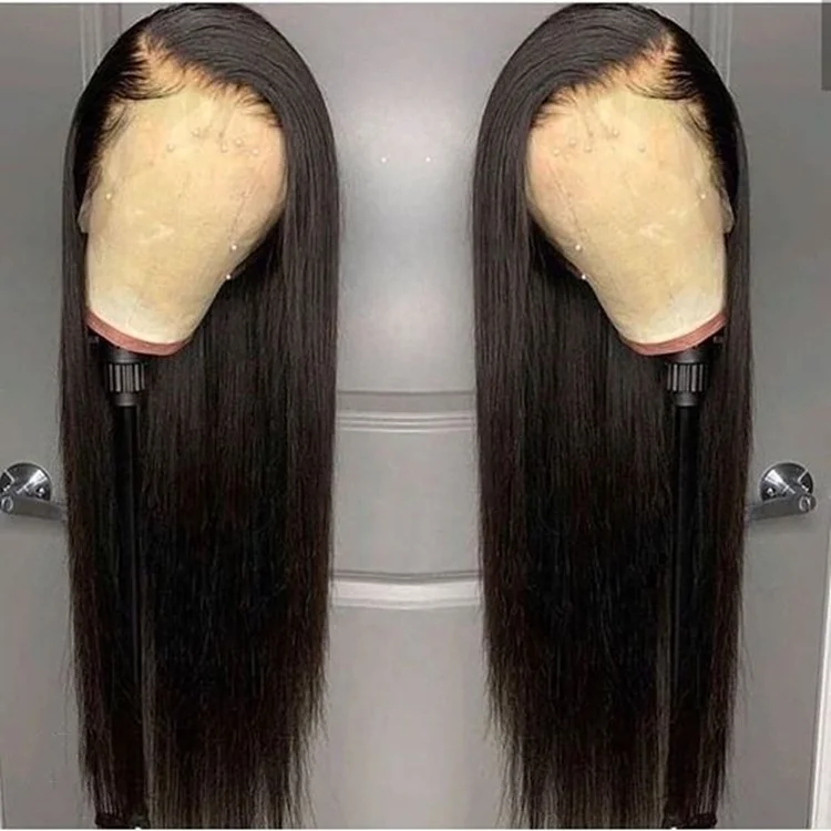 

Women Long Straight Human Hair Wig Natural Color Human Hair 13*4 Lace Front Wig with Baby Hair