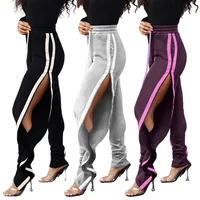 

Side Slit Womens Casual Pants Sexy Club Wear Latest Design Sweat Pants Women Clothing