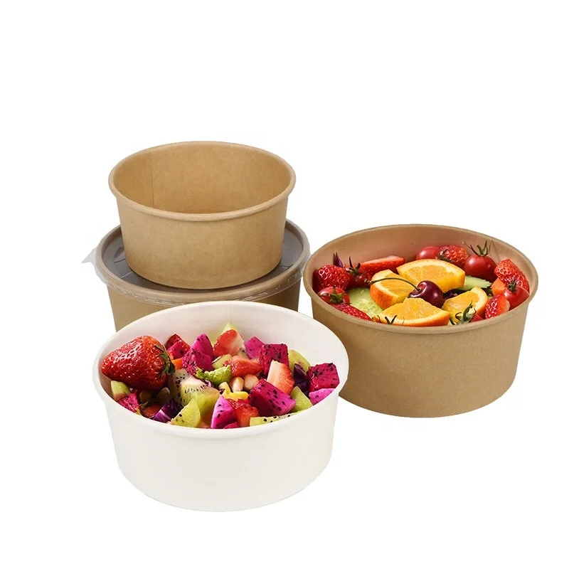 Wholesale 1000ml Paper Salad Bowl Compostable Paper Soup Cup Oem Custom ...