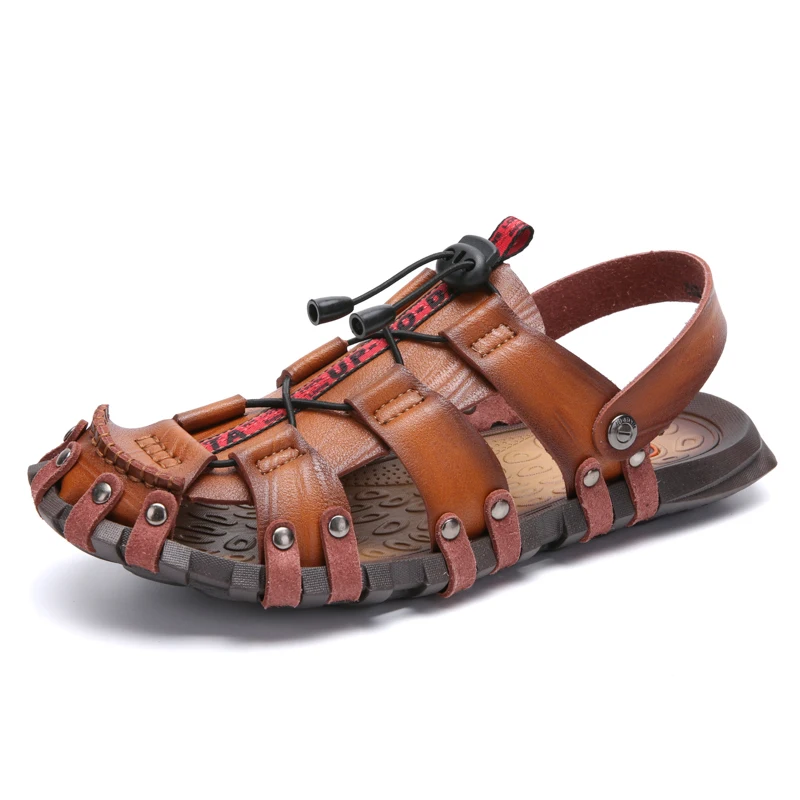 

2020 fashion cow leather sandals men summer