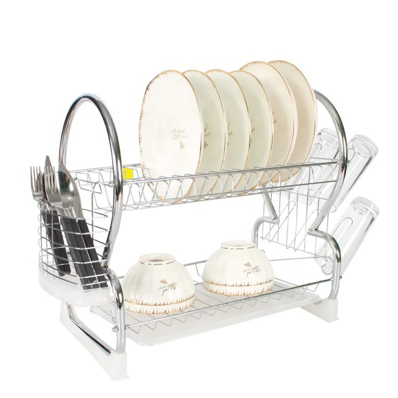 

Hight Quality Two-tier Large-capacity Metal Kitchen Dish Rack, Bronze