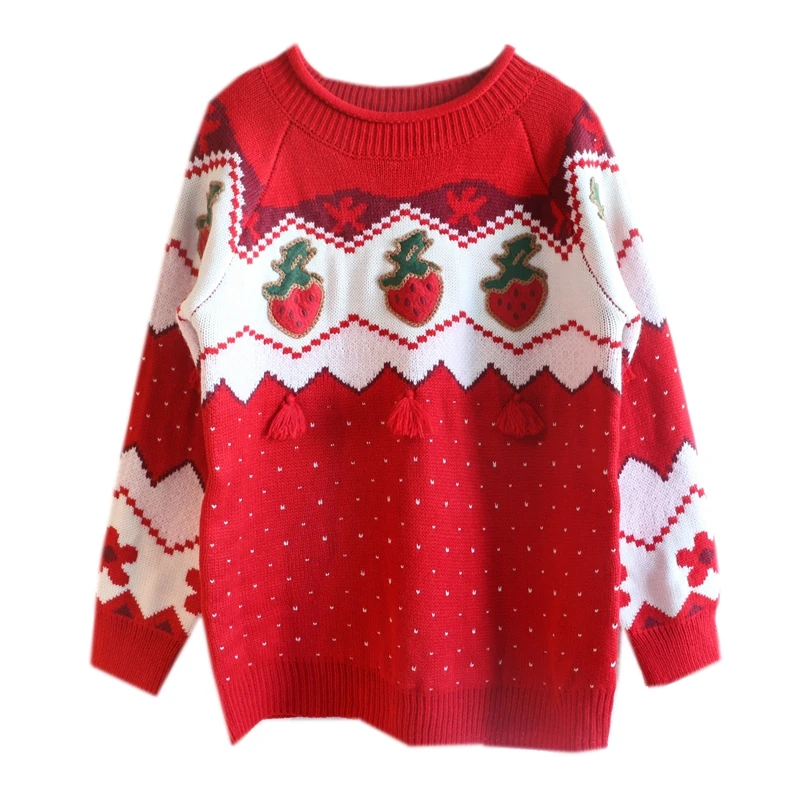 

Christmas pullover sweater oversized crew neck sweater knitted sweater for women, Mixed colors