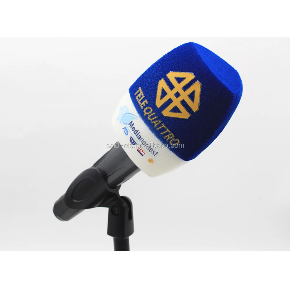 

New Design Mic Windshield Foam Print Logo Microphone Sponge Cover, Blue-white or customized color