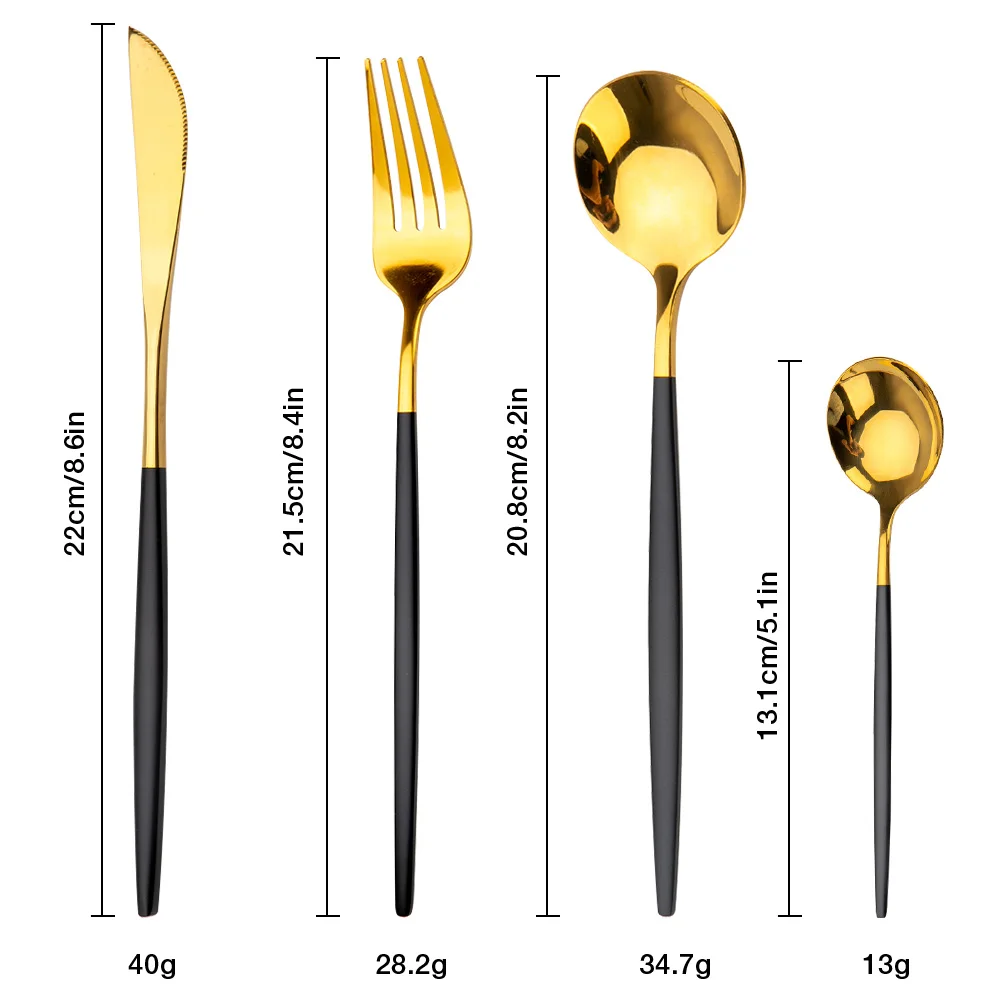 

Gold Cutlery 24Pcs/6Set Tableware Sets Of Dishes Knifes Spoons Forks Stainless Steel Cutlery Dinnerware Spoon Set