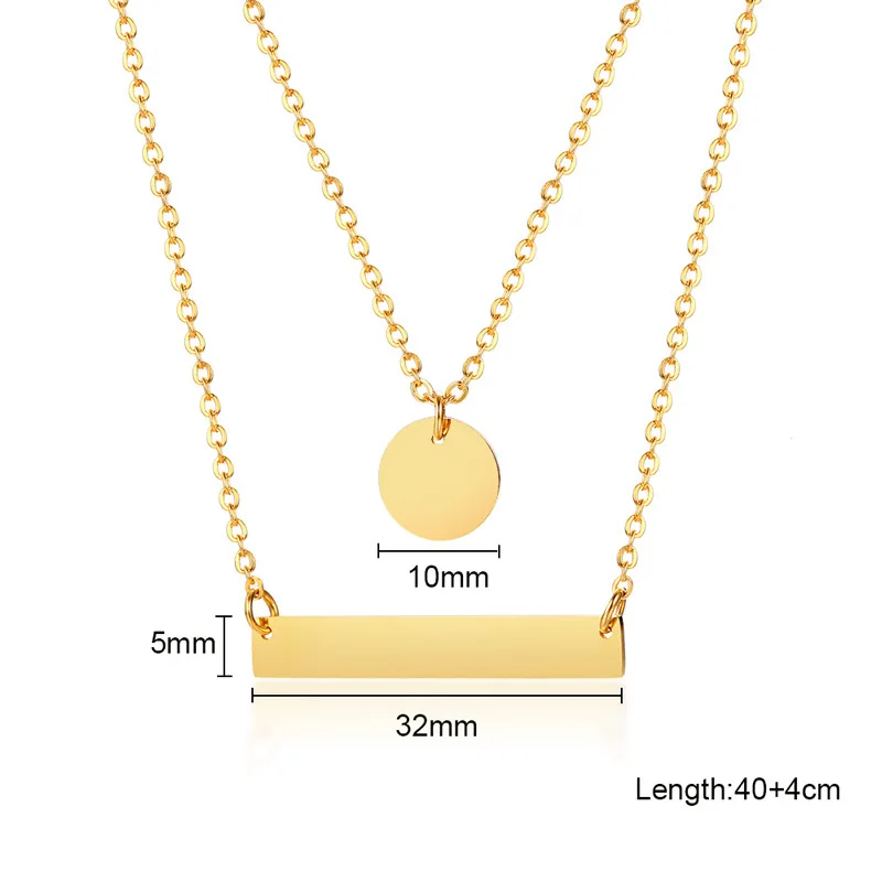 

Wholesale Gold Plated Minimalist Stainless Steel Bar Necklace Set