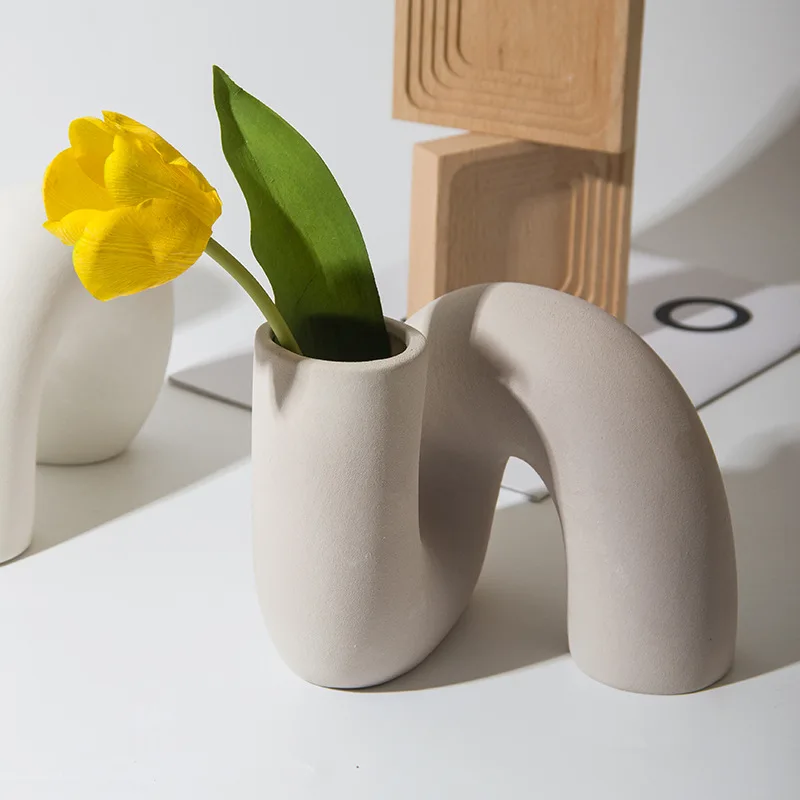 

Modern minimalist White irregular shape flower vases for home living room indoor decoration accessories creative ceramic vase