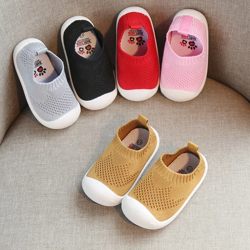 

Wholesale good selling children sock shoes soft sole non slip rubber sole crochet upper patterns boys girls baby casual shoes