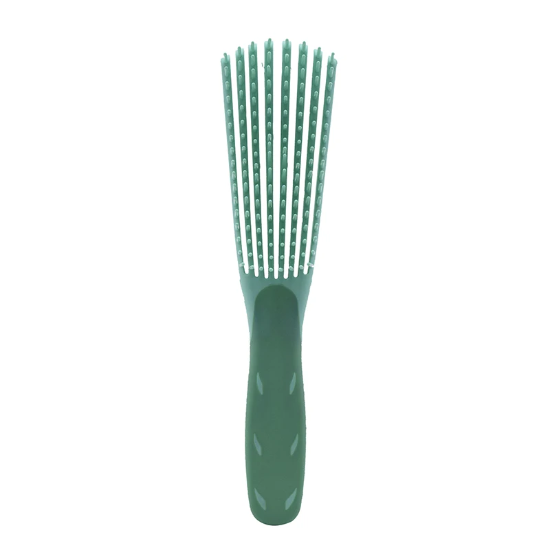 

Wholesale Amazon Popular custom logo eight rows detangling massage detangle hair brush for curly hair brush, Green