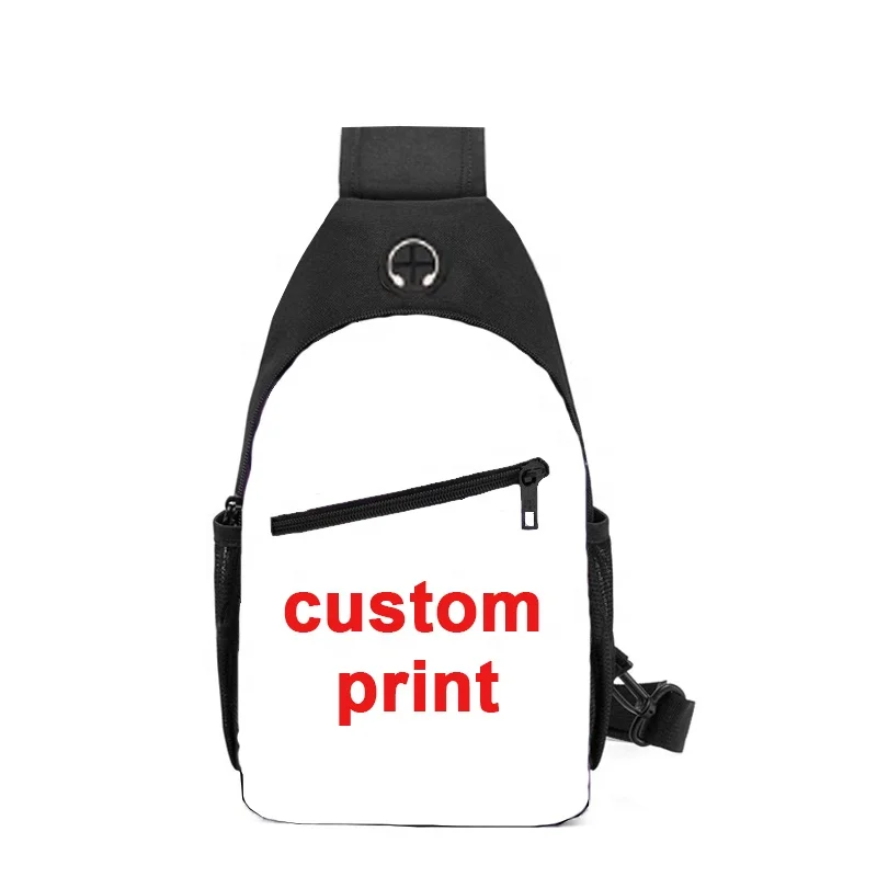 

Low MOQ Custom Men Sling Shoulder Bag Sport Running Girls Crossbody Blank Logo Print Custom Chest Bag, Black
