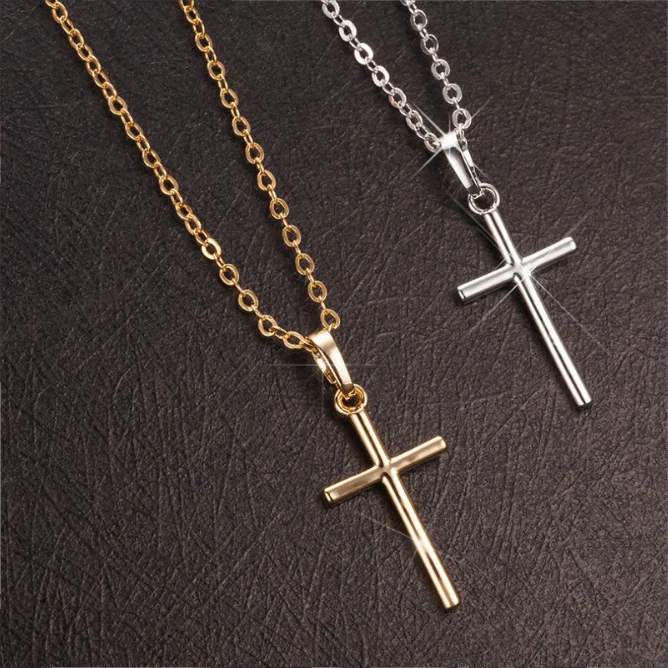 

Fashion Simple Cross Clavicle Chain Men Ladies Pendant Necklace