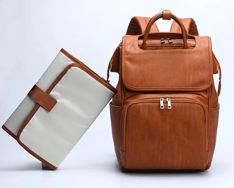 

hot selling PU leather Baby Mother Travel Bag Diaper Backpacks, Picture