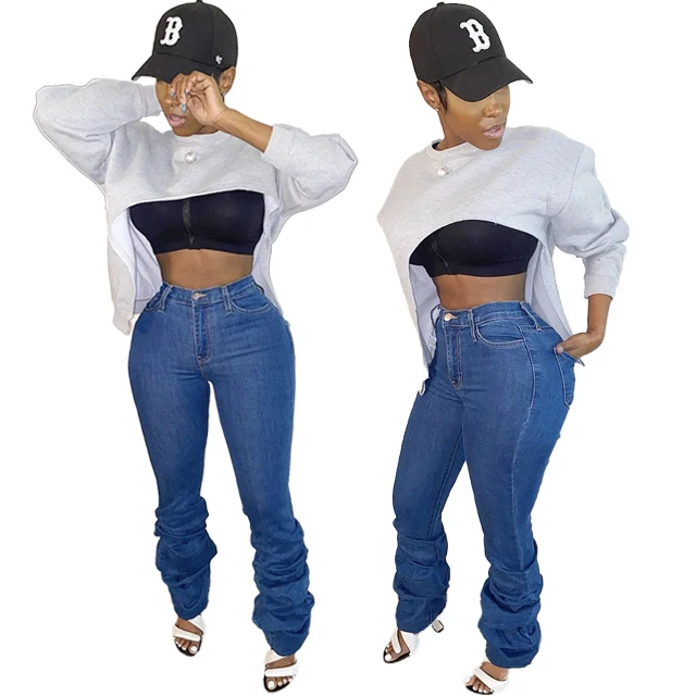 

GX0022 Street Fashion Skinny denim High Waisted Jeans Stacked Jeans Women, Picture